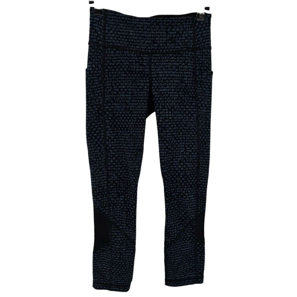 Lululemon Pace Rival Crop 19" Leggings Shatter Weave Teal Lake / Black Size‎ 2 - Picture 3 of 14